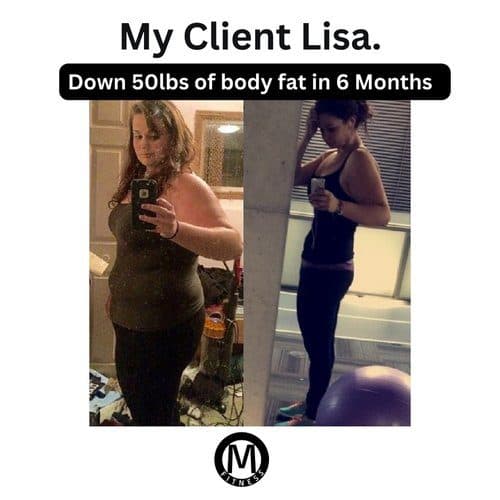 Client Lisa — down 50 lbs of body fat in 6 months