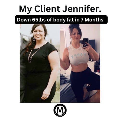 Client Jennifer — down 65 lbs of body fat in 7 months